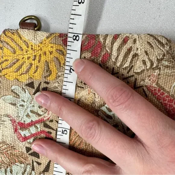 Sakroots Brown Yellow Leaf Print Wristlet Bag Wallet Womens - Picture 6 of 9